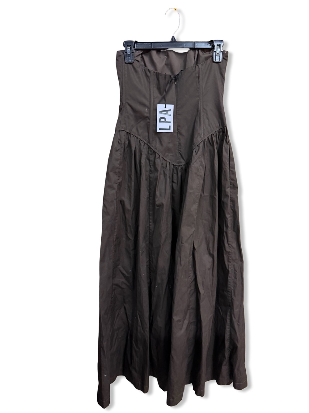 LPA Giana Maxi Dress Cacao Strapless Chocolate Brown bustier corset Revolve S - Picture 7 of 11